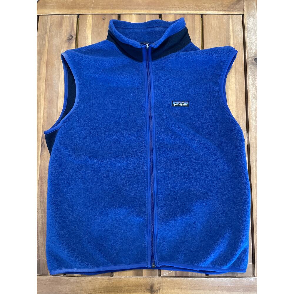 Vintage Patagonia Vest Jacket Adult L Blue Fleece USA 90s Outdoors Logo Mens
